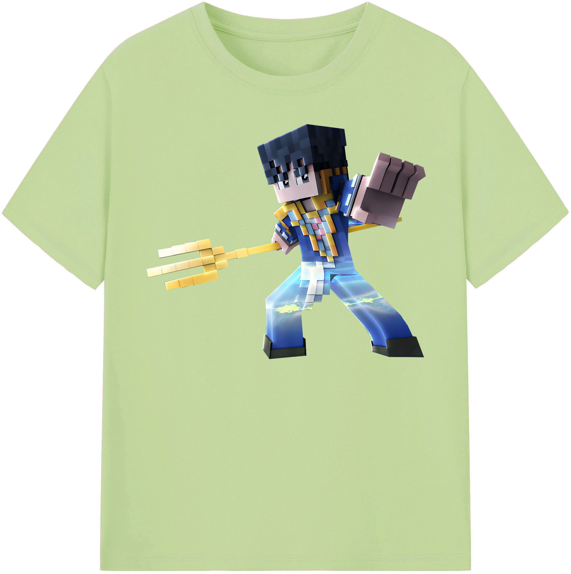 （画像用） マインクラフト ブロックの世界 Minecraft MC Block world 綿100％半袖Tシャツ（フロントプリント）